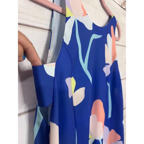 Crosby by Mollie Burch Blue Floral Printed Mini Shift Dress Size SM - Picture 2 of 8